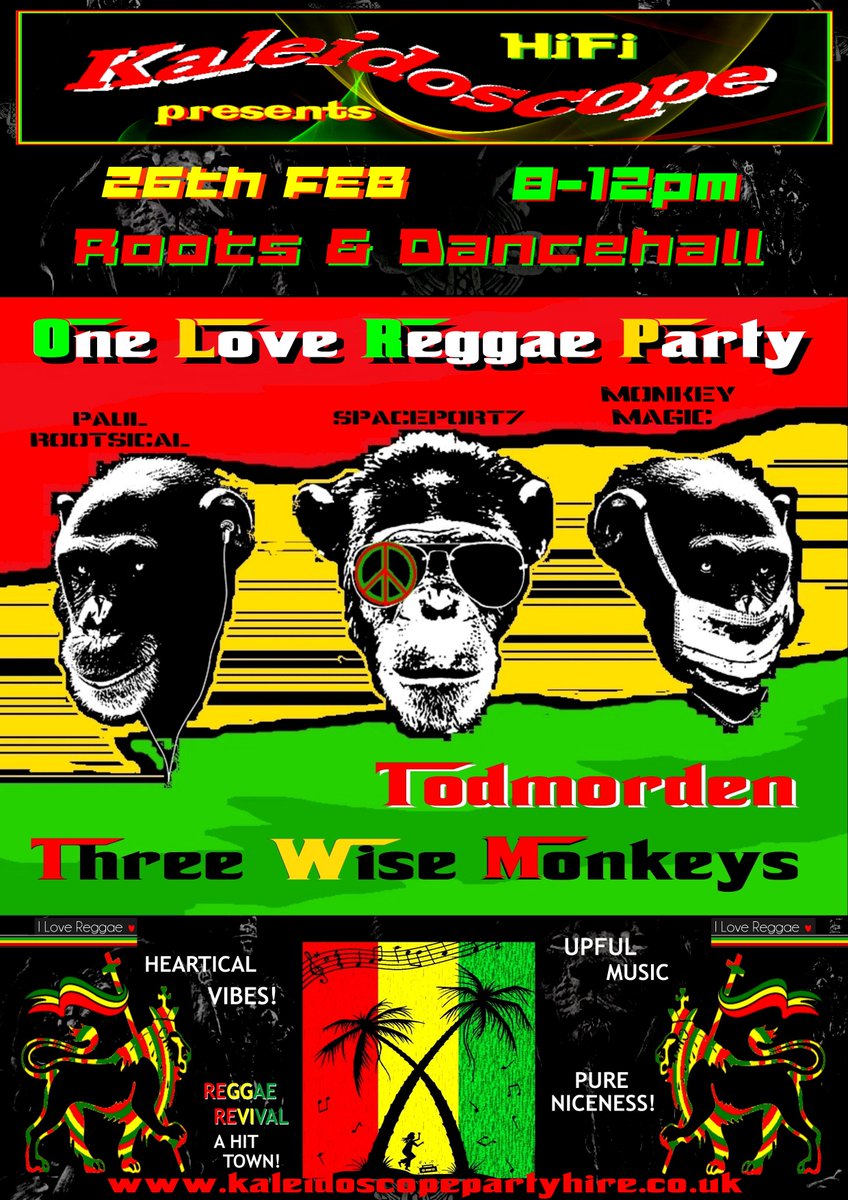 Monkey Magic Mischief &amp; Mystery! Come check us out this Friday, Todmorden, 3 Wise Monkeys! Eat, Dance &amp; Be Merry !