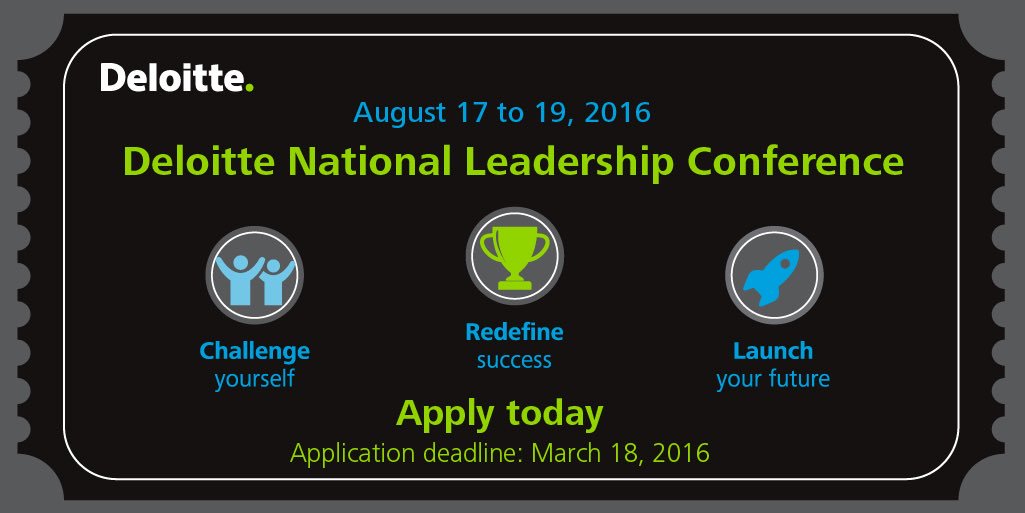 D_NicoleK's tweet photo. #DNLC2016 is your chance to experience the Deloitte difference first hand. Apply now https://t.co/uEa0mBuxAe https://t.co/e3XElzZyPu