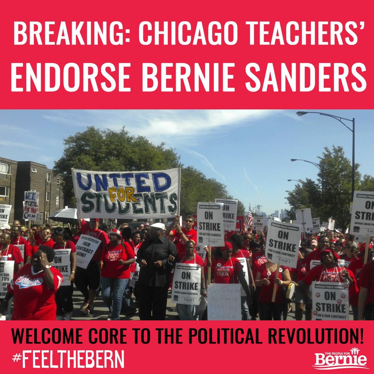 People4Bernie's tweet photo. BREAKING: @coreteachers #FeelTheBern and officially endorsed Bernie Sanders for president: https://t.co/sBzMpeTlxo https://t.co/oLCwfW4idK
