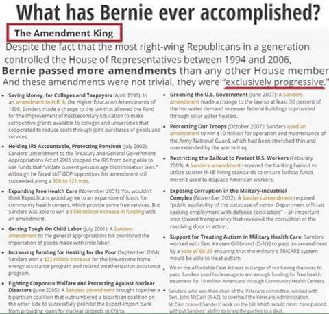 seanr1978's tweet image. What has #BernieSanders ever accomplished? #AmendmentKing #Bernie2016 #FeelTheBern