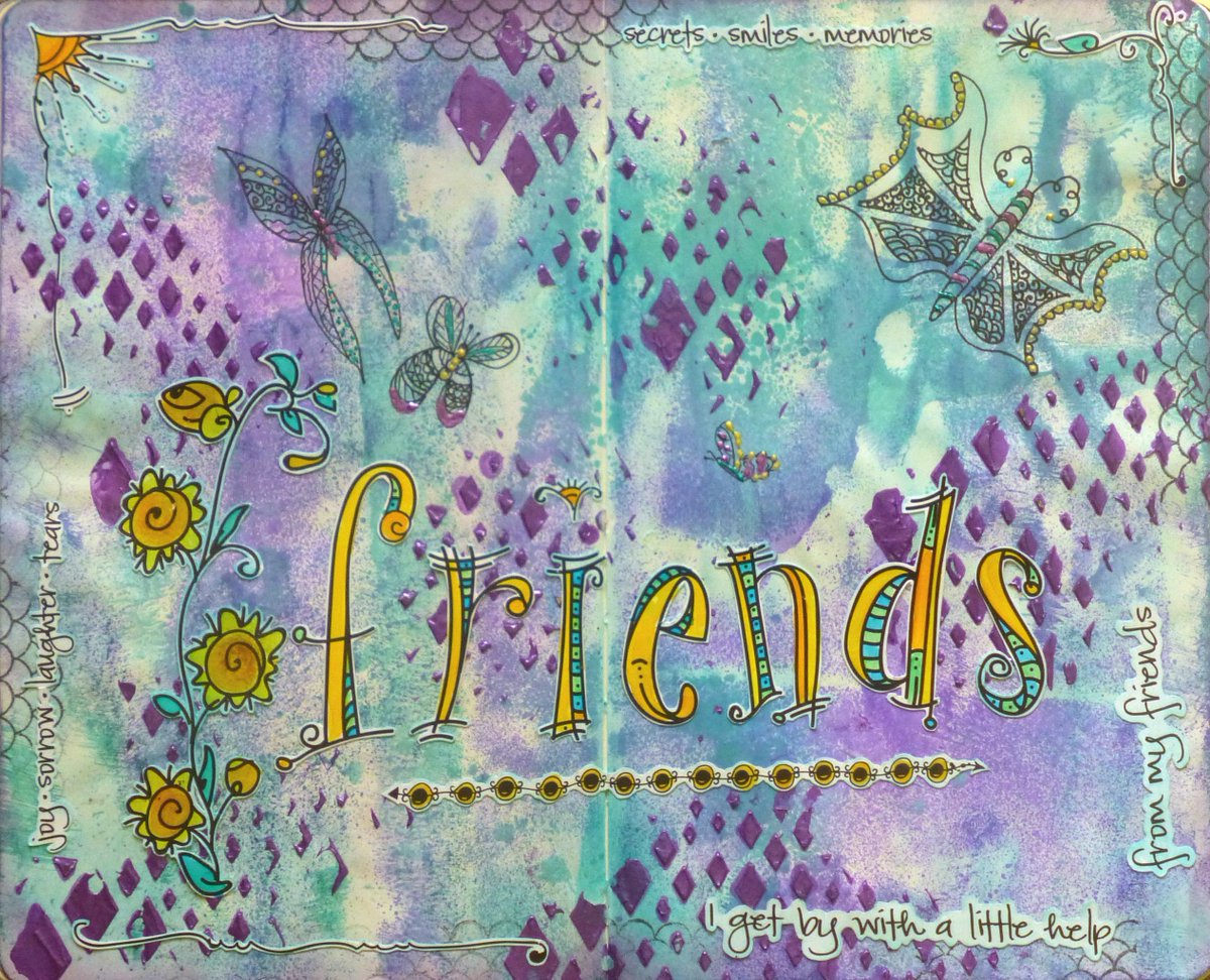 Art journal page using @TatteredAngels and @ShimmerzPaints bonjourscrap.blogspot.fr/2016/02/art-jo…