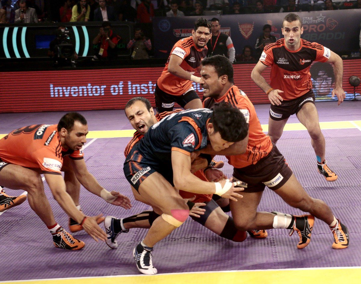 ProKabaddi's tweet photo. Check out the best moments from the night, as @U_Mumba and @PatnaPirates scored wins in #ProKabaddi. https://t.co/h04ujDsLlp