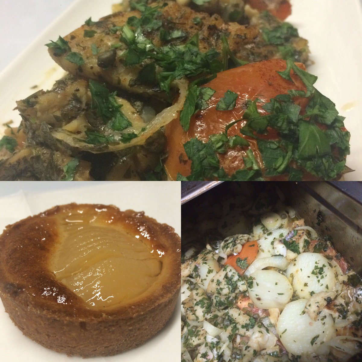 It’s lunch time!!
salted cod fish “provencal style” and pear tart 

Don’t forget we could delivery to you!!!