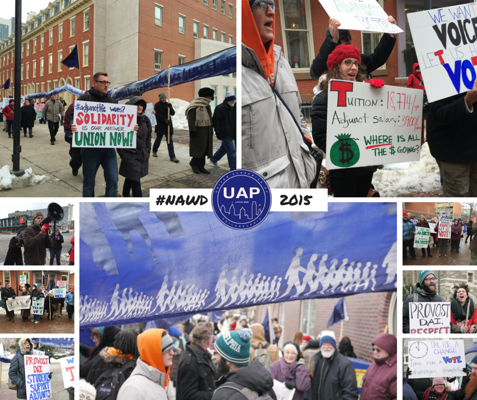 UAPhilly's tweet photo. A year ago today, we kicked off #NAWD with a rally in the frigid cold at Temple! #adjuncts #1u https://t.co/i9FRpsUEYi