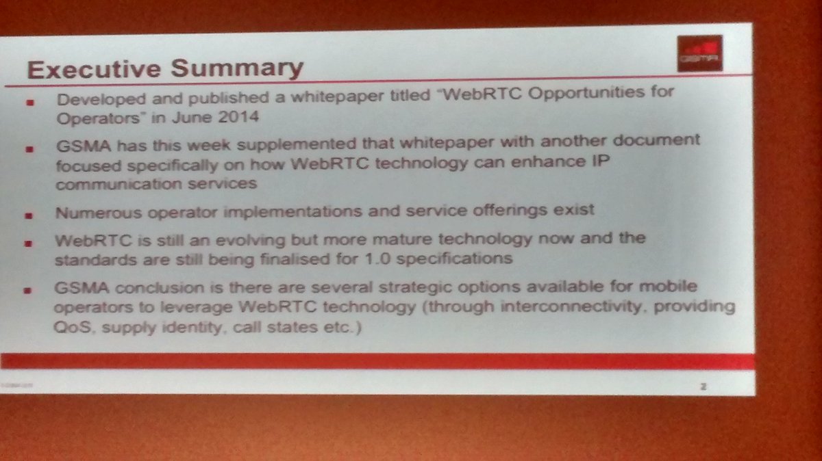 speak4learning's tweet photo. #gsma @GSMA there are some strategical options to #5G mobile operators on #webrtc #technology on #webrtcbcn #MWC16 https://t.co/xf6CVzIjcy