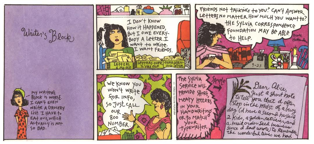 letterwriting's tweet photo. Letter-Writing Writers Block, Tips from cartoonist Nicole Hollander's Sylvia https://t.co/pW3jY5OXgm