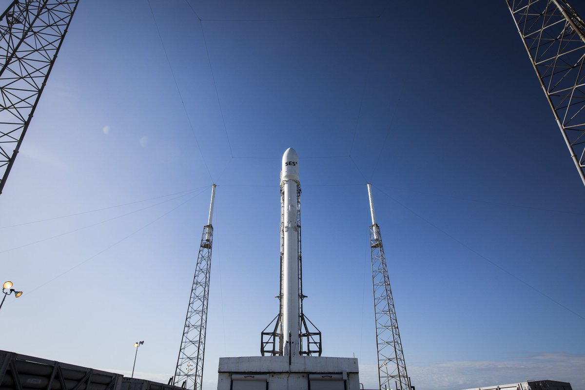 AvWeekParis's tweet photo. #SpaceX prepares for SES-9 launch tomorrow atop Falcon 9, but core-stage recovery unlikely: https://t.co/Nx5lqkDcZ1 https://t.co/Kn1QVaE4Pv