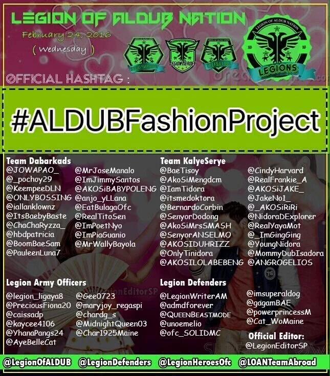 Yhanaleng's tweet photo. OHT: #ALDUBFashionProject 

RETWEET | REQUOTE | REPOST

SPREAD LOVE AND GOODVIBES

HAPPY TWEETING ALDUBNATION! https://t.co/gxMkITBsPK