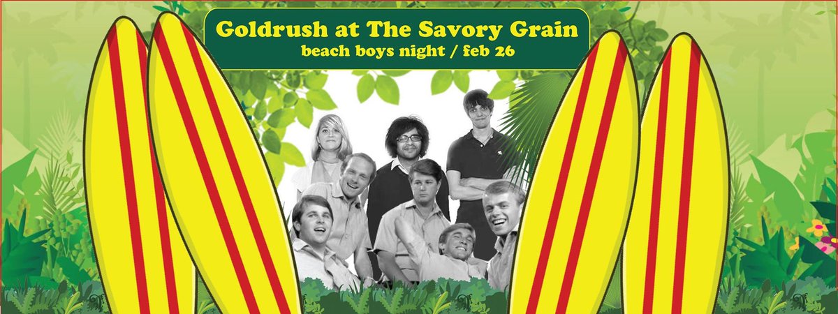 GoldrushTweets's tweet image. #beachBoys night at @TheSavoryGrain on #Friday! facebook.com/events/9332956… #rva #free #rvamusic #sloopjohnb #igetaround