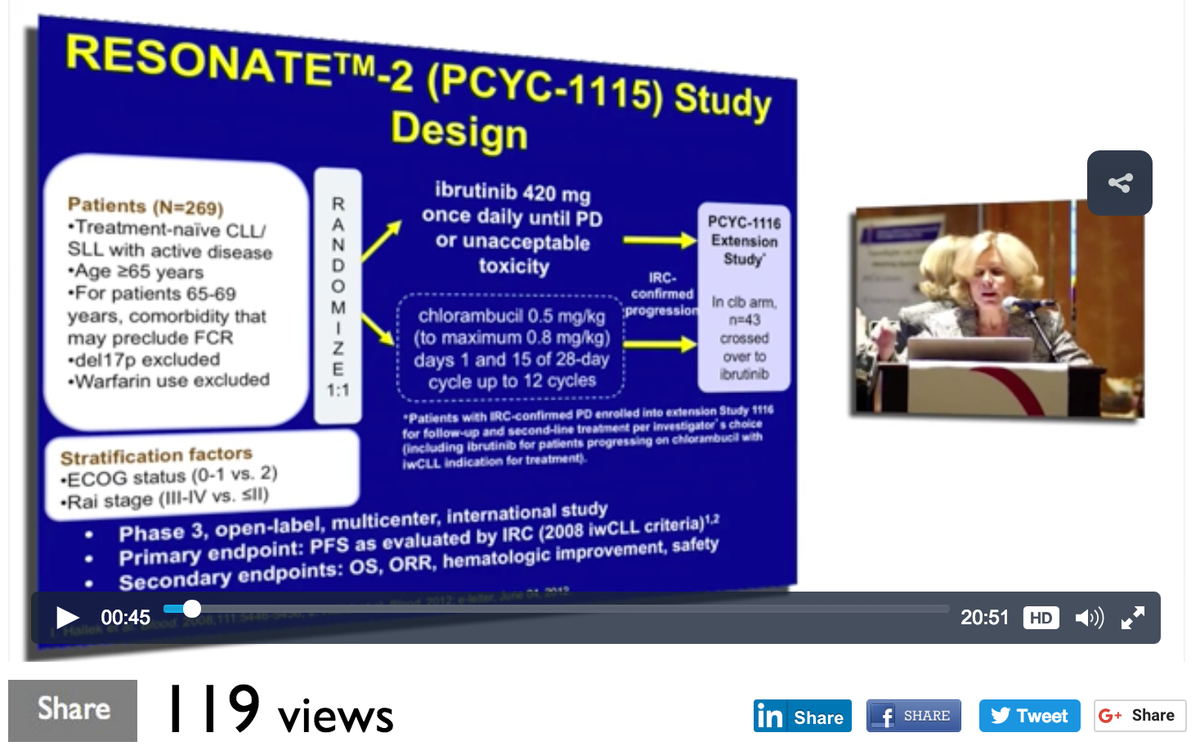 oncologytube's tweet photo. CLL Update with slides using data from ASH 2015 - Susan O'Brien, MD #ash2015 @UCIrvineHealth https://t.co/7IB34JFBVD https://t.co/ztgY0G1r1u