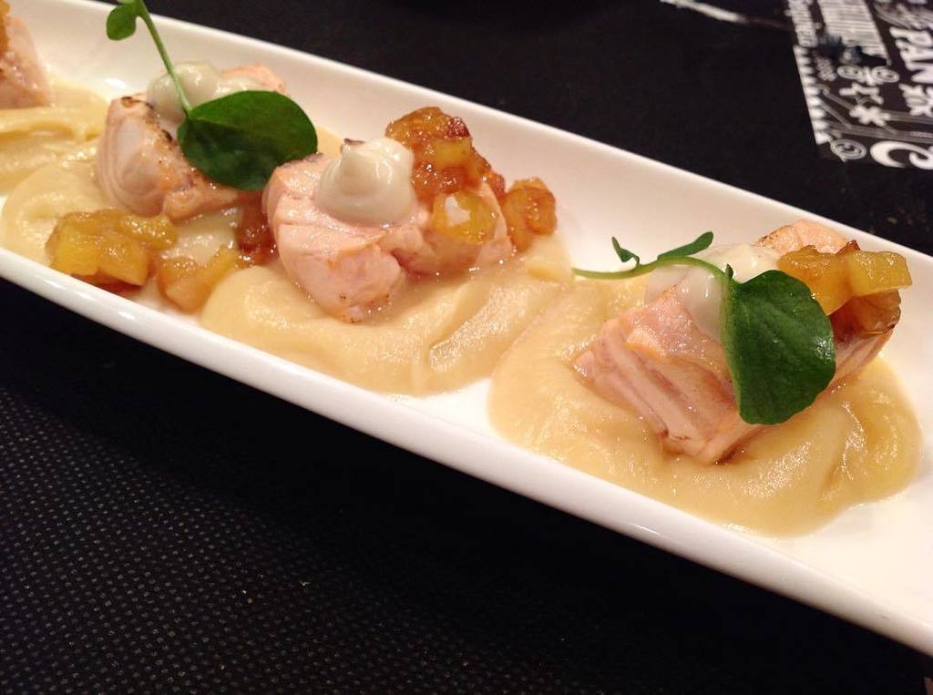 Tataki de salmón a la llama con manzana <a href="/ToniVenere/">Toni Aliaga</a> #TheBIG6reloaded