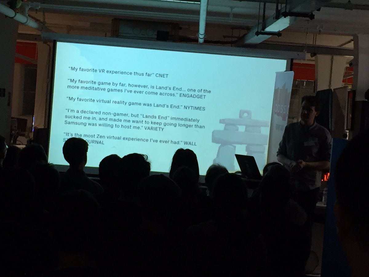 bossagames's tweet photo. Look! @ustwogames are talking about Land's End at the #bossavr meet-up #vr https://t.co/O4PwbwYUDD