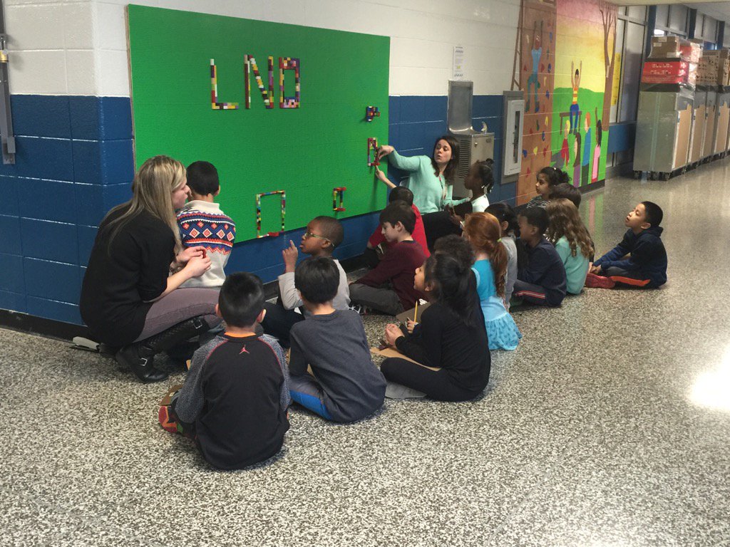 saralizbright's tweet photo. First grade math lesson at the Lego Wall! #theLNDway https://t.co/I4vvKQrWRv