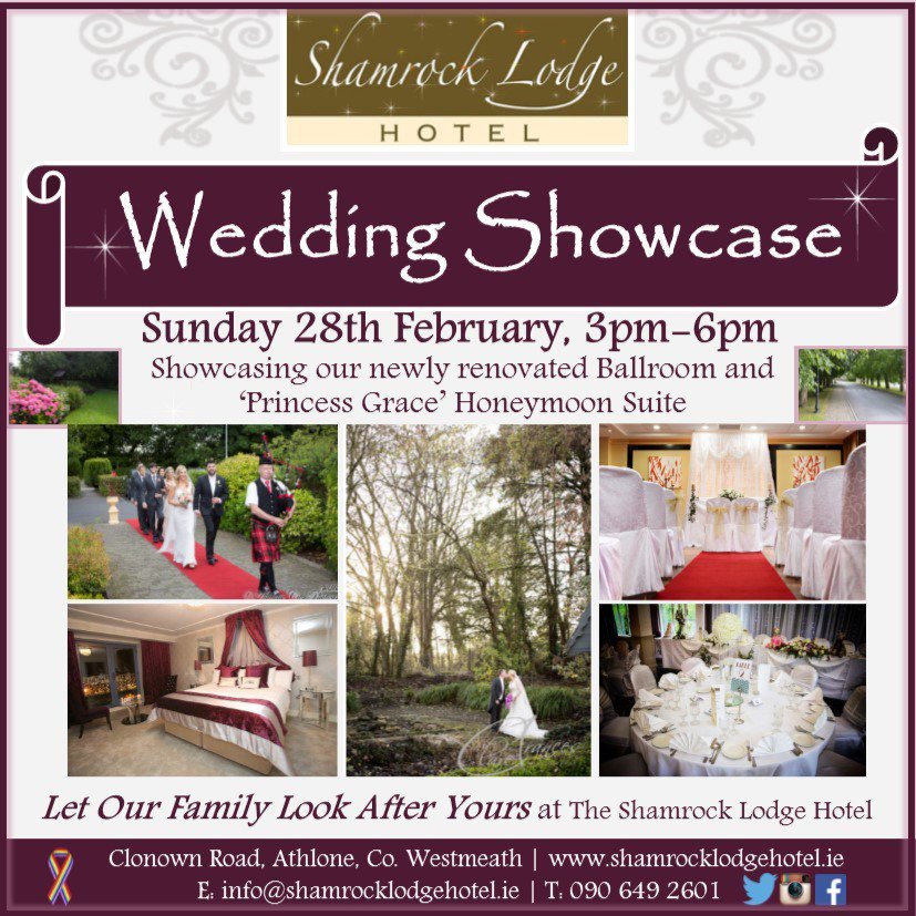 Shamrock_Lodge's tweet photo. **Wedding Showcase** Don't forget! Sun 28 Feb 3-6pm @OffalyHour #offalyhour #loveweddings #weddings #Athlone #love https://t.co/pw07vhuZrs