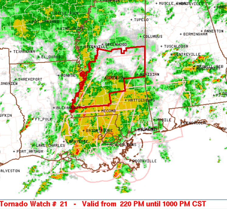 Ryan_Stinnett's tweet photo. FYI: Tornado Watch for much of Central Mississippi. Watches will be expanded east later today. #alwx https://t.co/DncLWL1SYv