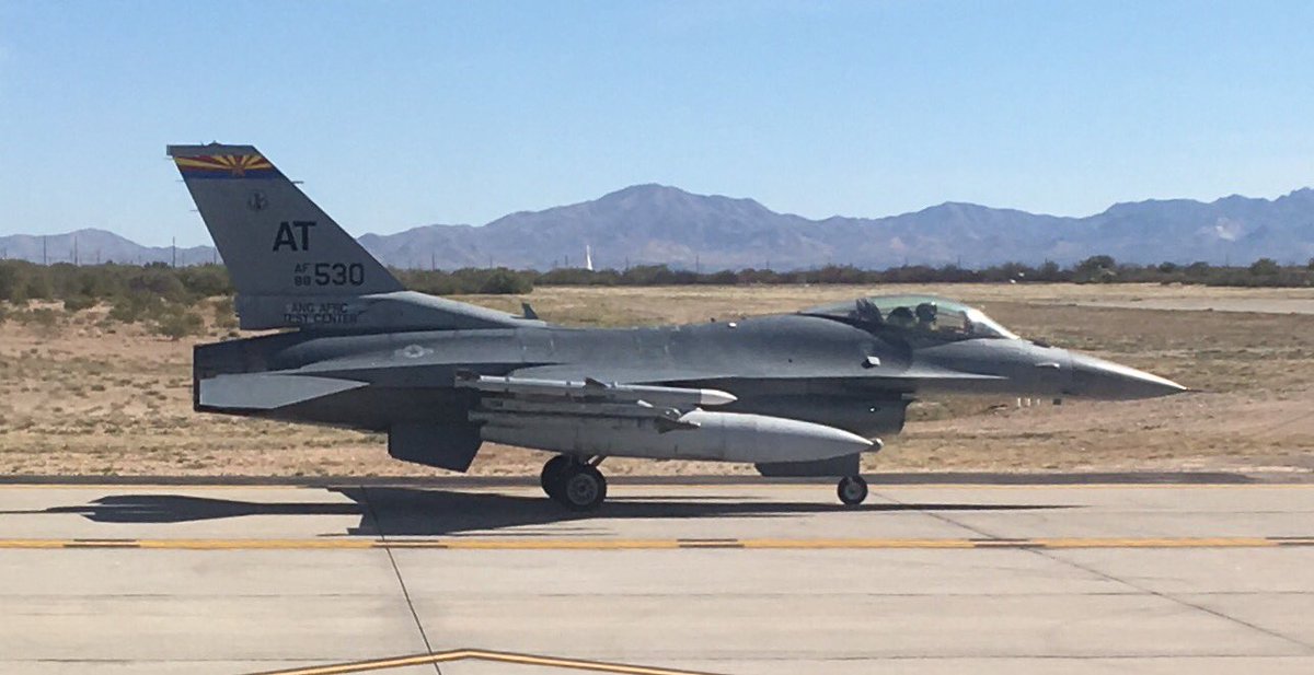 krotoole's tweet photo. Sharing the taxiway with F-16s while returning from B4B channel partner conference. Go Air Force!  #B4Dogfighting https://t.co/Wzt5PSKpyj