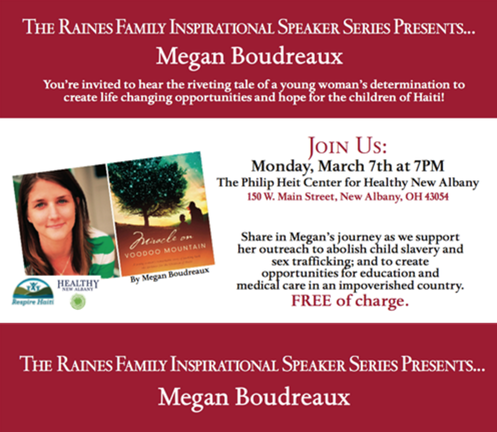 naunchained's tweet photo. Excited to hear @MeganinHaiti on March 7 at 7pm @Healthy_NA #endchildslavery #endthetraffick Don't miss it! https://t.co/jDNoHf3dd6