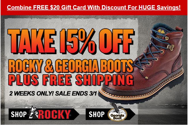 workingperson's tweet image. Save big with #WorkingPersons, #Georgia and #Rocky! workingperson.com/lp/rocky-and-g…