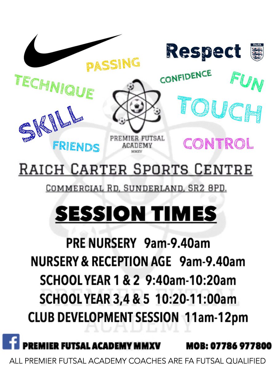 PremFutsal's tweet photo. Football coaching using the Fundamentals of Futsal every Sunday morning at the Raich Carter Centre Sunderland ⚽️ https://t.co/0es5VFqvXI