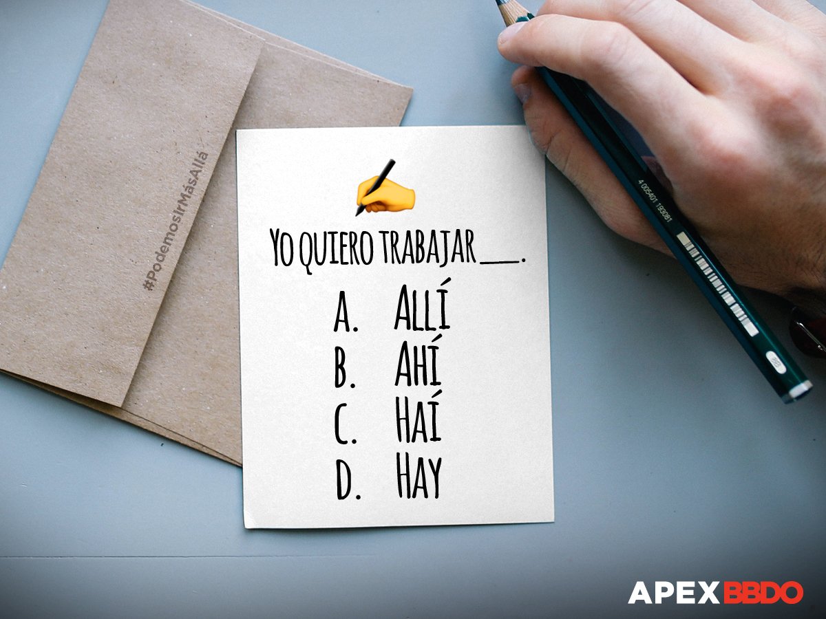 apexbbdo's tweet photo. ¡Se busca copy creativo! Si estás interesad@, envía un tweet de por qué mereces la plaza. #ApexBBDO https://t.co/xbcb76UXU2