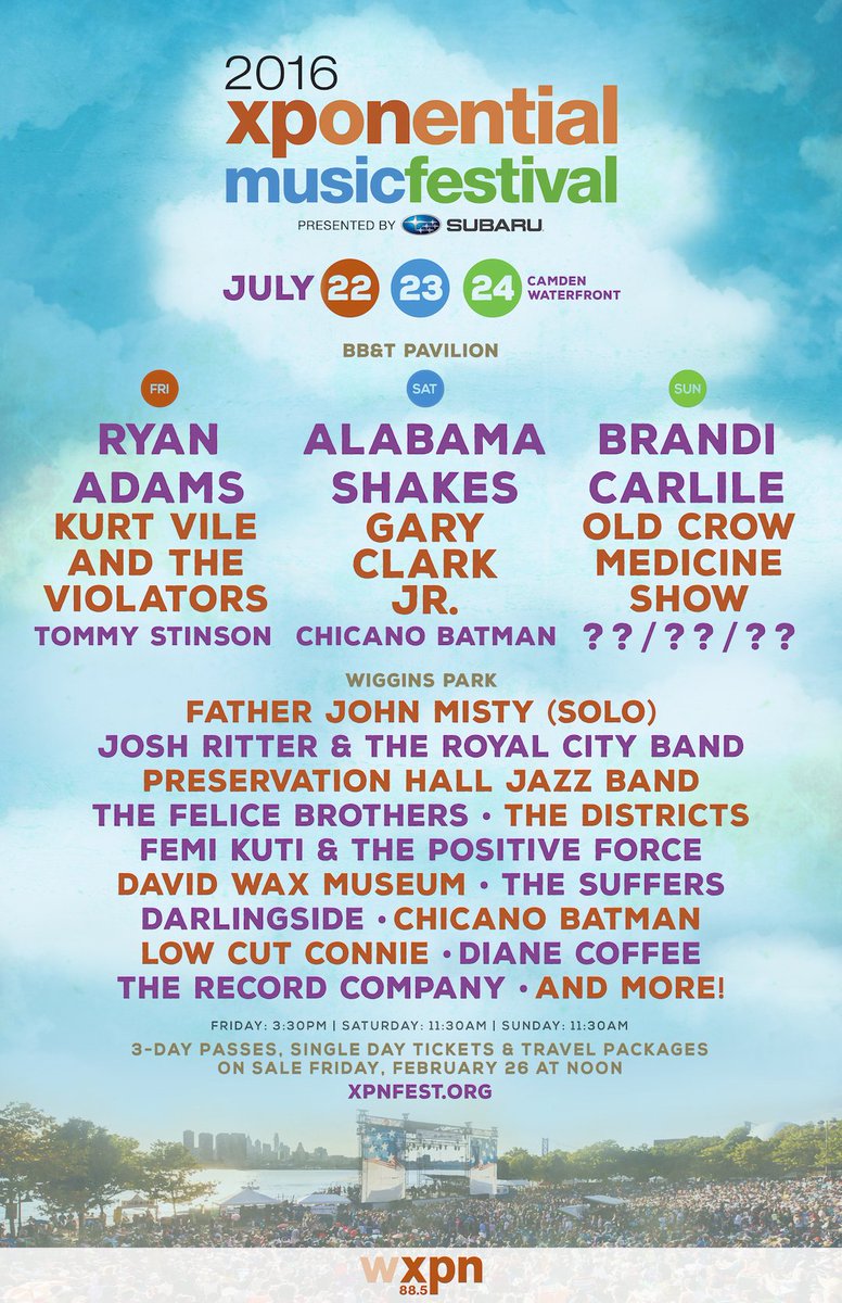 Freedom_Pav's tweet photo. #XPNFest lineup is here! 3-Day Passes, Single Day Tix &amp; Travel Packages on sale Fri @ noon: https://t.co/FkkbhsDpTe https://t.co/he0KSI6BLk