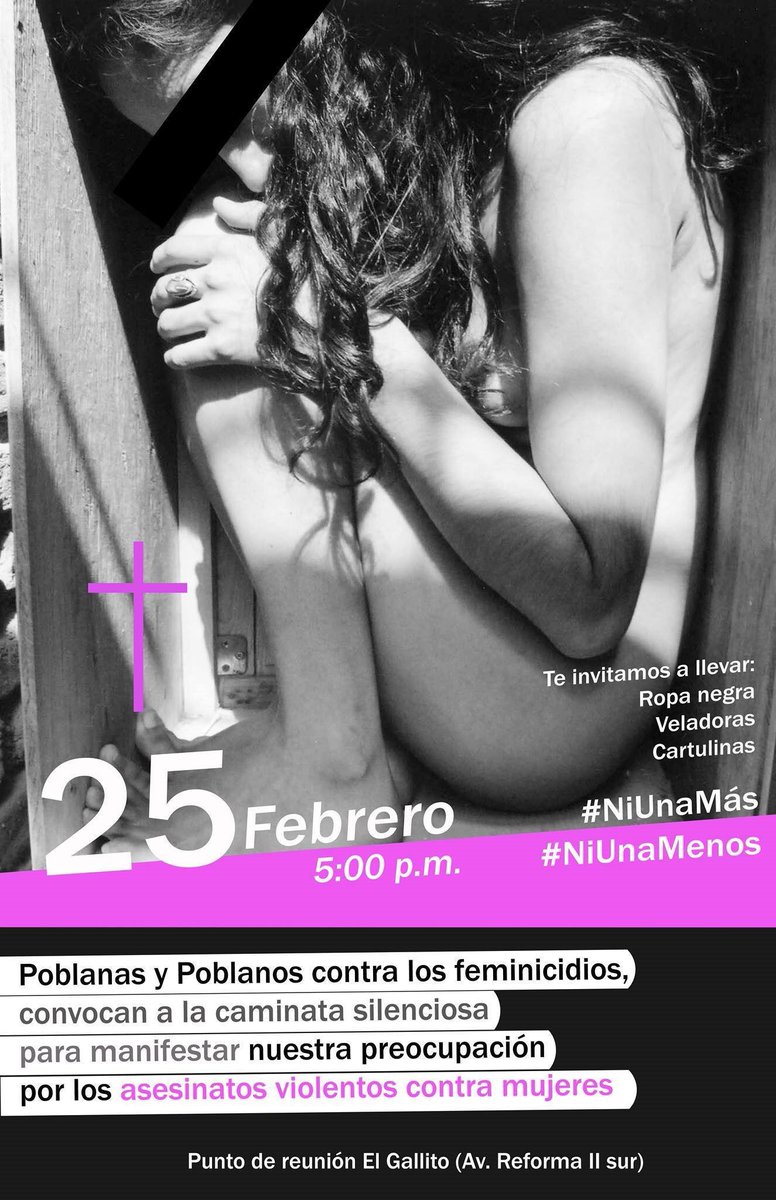 julioastillero's tweet photo. Caminata silenciosa en la ciudad de #Puebla este 25, a partir d las 5 pm, contra feminicidios q se han multiplicado https://t.co/LY1XsZN9li