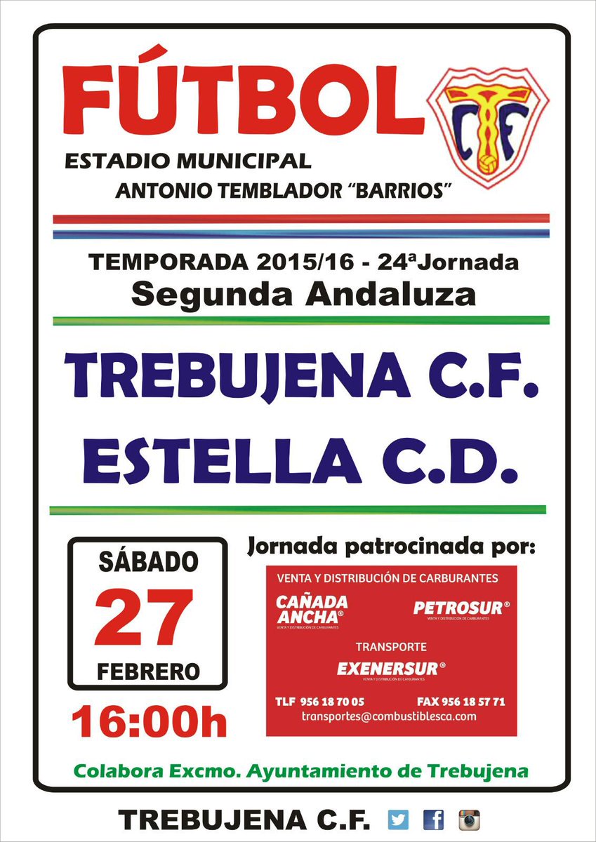 Sábado a las 16:00 <a href="/TrebujenaCF/">Trebujena C.F.</a> - #Estella
