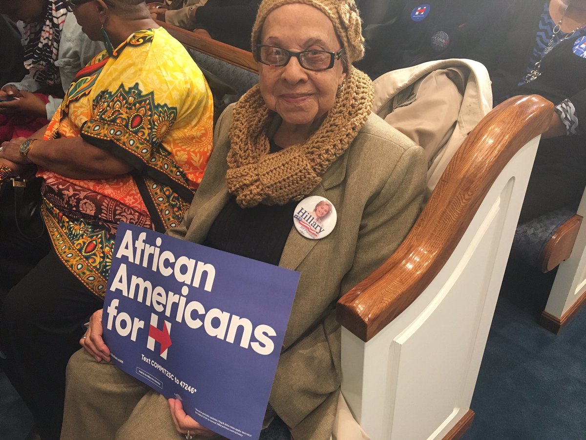 HillaryforSC's tweet photo. 94 year old Annie is still volunteering every day for @HillaryforSC! She promised to get out the vote Sat. 2/27! https://t.co/Sv1hGtYx5I