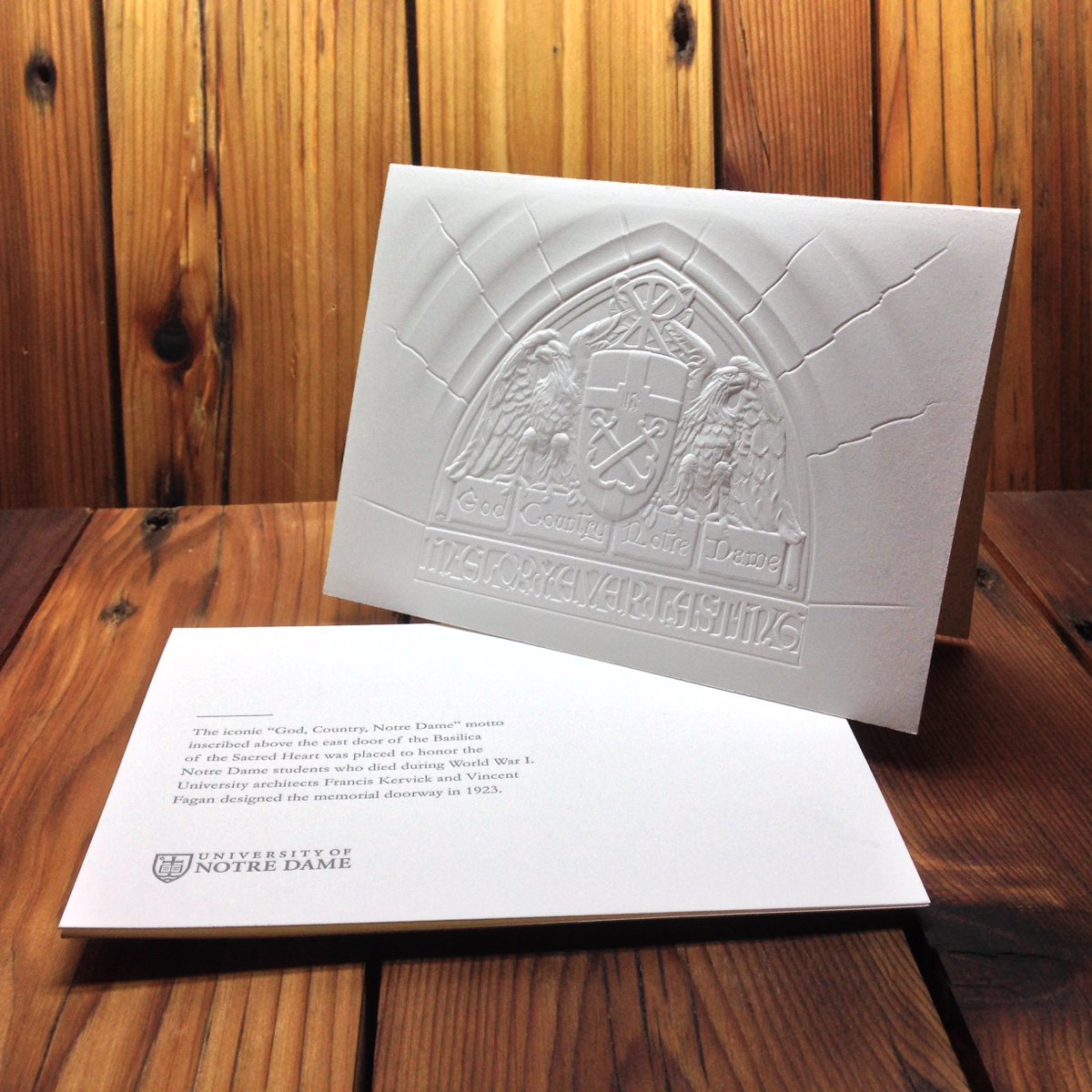 Rohner Press (@rohnerletterprs) on Twitter photo (2 of 2) "God, Country, Notre Dame" with a sculpted emboss on @ReichPaper's Savoy in Natural White. <a href="/NotreDame/">University of Notre Dame</a> (2 of 2) "God, Country, Notre Dame" with a sculpted emboss on @ReichPaper's Savoy in Natural White. <a href="/NotreDame/">University of Notre Dame</a>