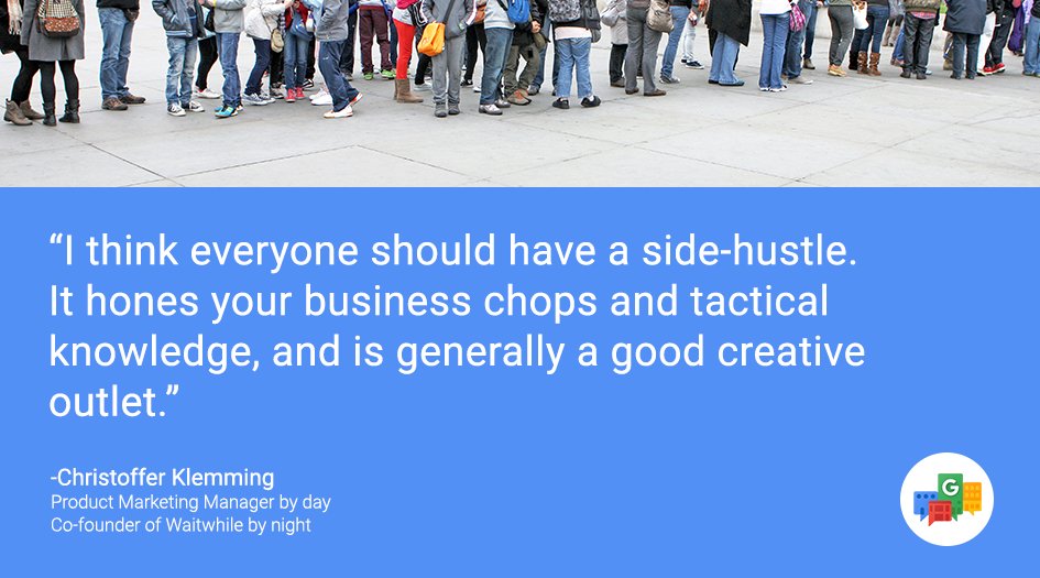 GoogleSmallBiz's tweet photo. New series: stories of #smallbiz owners with day jobs. First up: @waitwhile https://t.co/BSP3cX0OVV https://t.co/jffRM1vocT