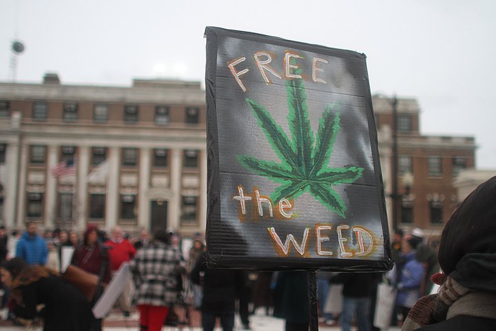 projo's tweet photo. PHOTOS: Medical marijuana patients &amp; advocates take it to State House to protest proposed tagging fees https://t.co/VPCThQTVMX