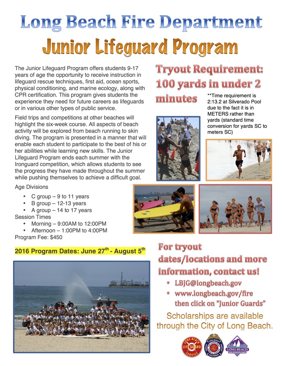 RobertoUranga's tweet photo. LBFD Junior Lifeguard Program tryouts https://t.co/Xb1IVUtvMa #LongBeach #youth #education #lifeguard #LBCD7 https://t.co/DGRalN6QgN