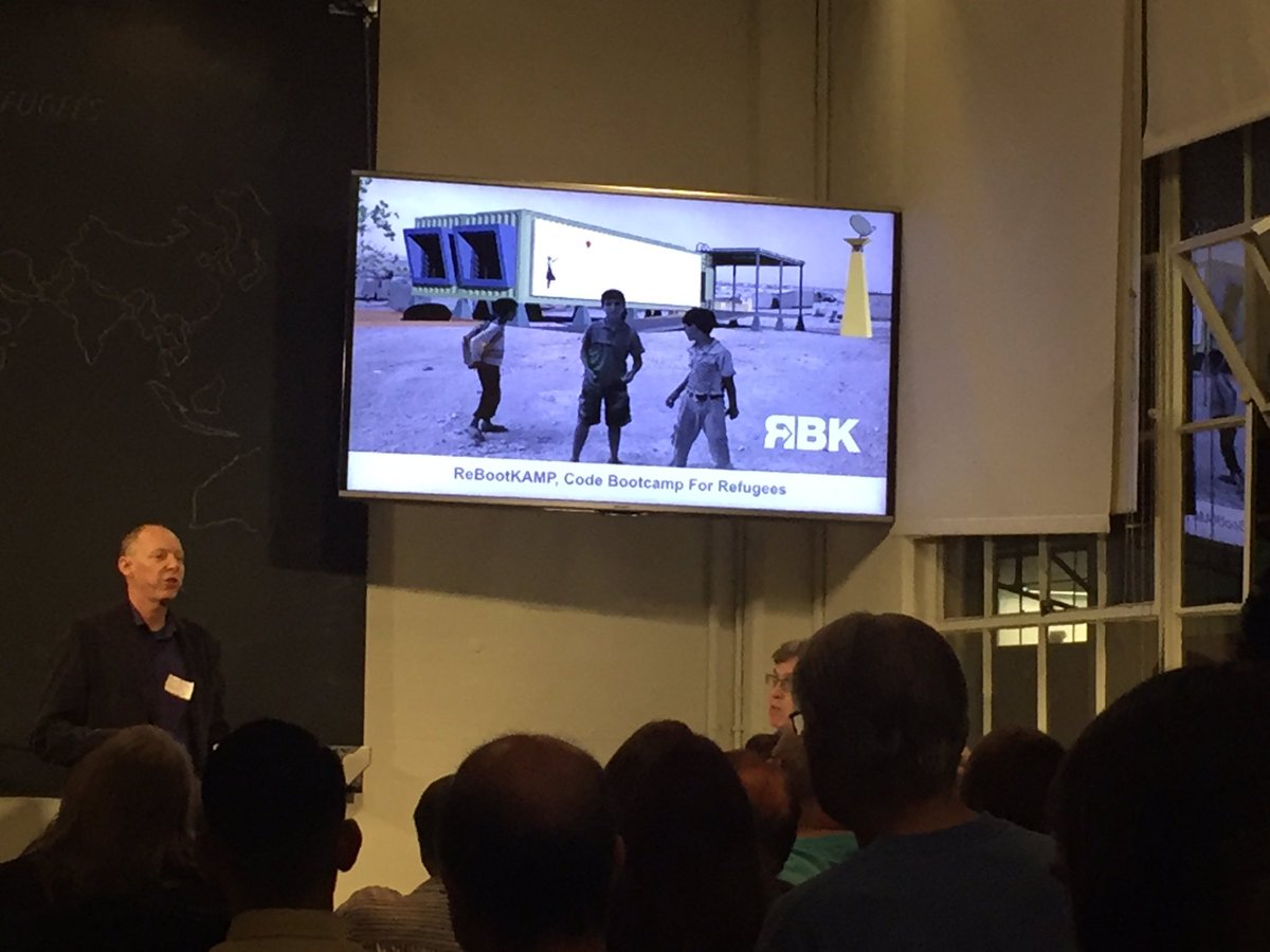 LeslieKeilEsq's tweet photo. Learning more about #RefugeeCrisis & @ReBootKAMP solutions @longnow @Interval #RefugeReality #codeyourwayout https://t.co/kZaYL6anZS