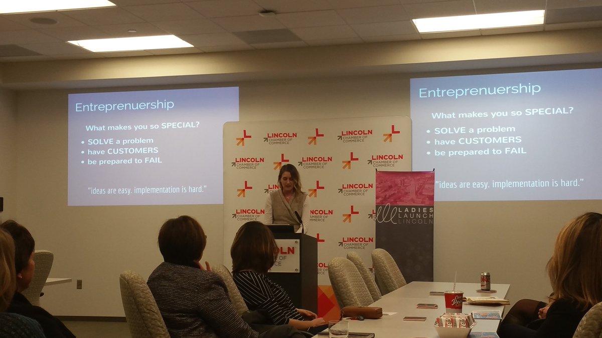 Hearing from <a href="/borrow4yourbump/">Krystal Stubbendeck</a> at <a href="/LadiesLaunchLNK/">Ladies Launch LNK</a>. Solve a problem! #LNK #Entrepreneurship #Startups