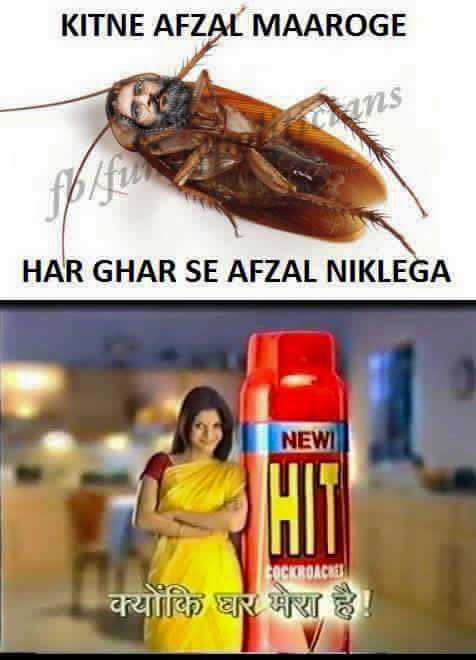 CBK2K's tweet photo. #AfzalGuru yaani #cockroach ki aisi ki taisi. Befikr rahiyega hum #HitCockroachSpray se isko neest-o-nabood kardenge https://t.co/RbqUHZpSiu