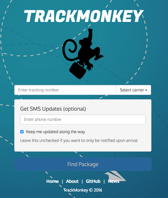 shippo's tweet photo. Have you tried TrackMonkey yet? Winner of our challenge at the #DevWeek16 #hackathon. https://t.co/tEU1BB1a0s https://t.co/LIGeDxfHm9