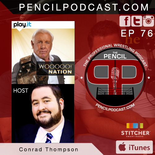 PencilPodcast's tweet photo. Brand new ep. feat. @HeyHeyItsConrad from @RicFlairNatrBoy #WooooNation podcast is up @ PodBean.
#WWE #RAW #FastLane https://t.co/uStl8kbLXb