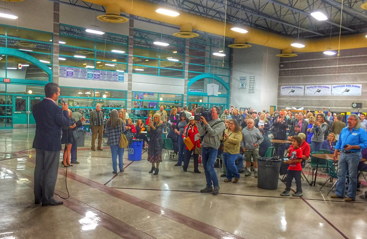 Donald Trump Jr. Addresses caucus goers as they cast their ballots at Silverado HS #NVcaucus