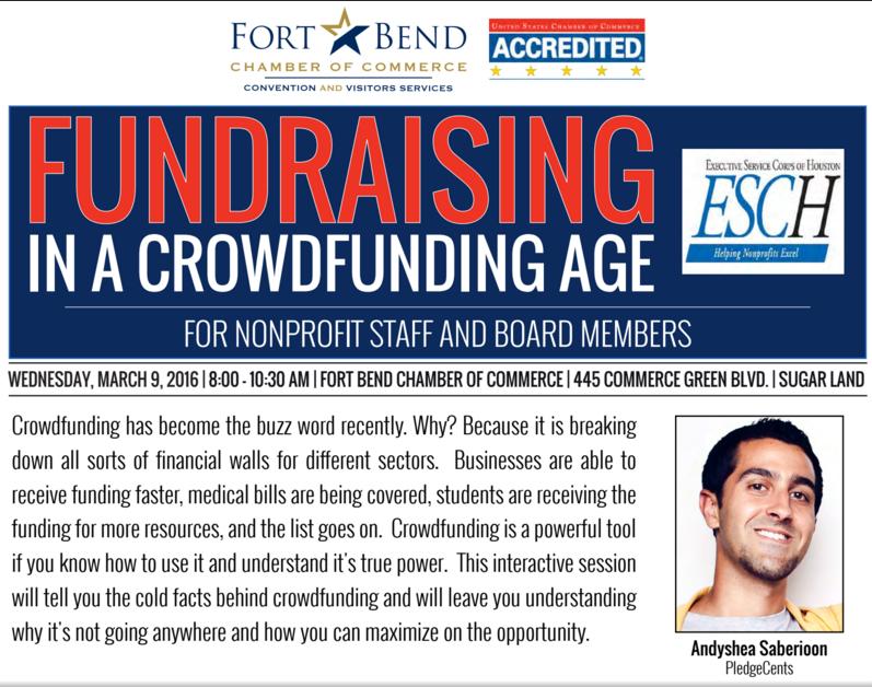PledgeCents's tweet photo. Hey #HoustonEdu! Learn about the power of #crowdfunding w/ @AndysheaSabco on 3/9/16! https://t.co/EpM1OLR7QS https://t.co/YemLAjCeje