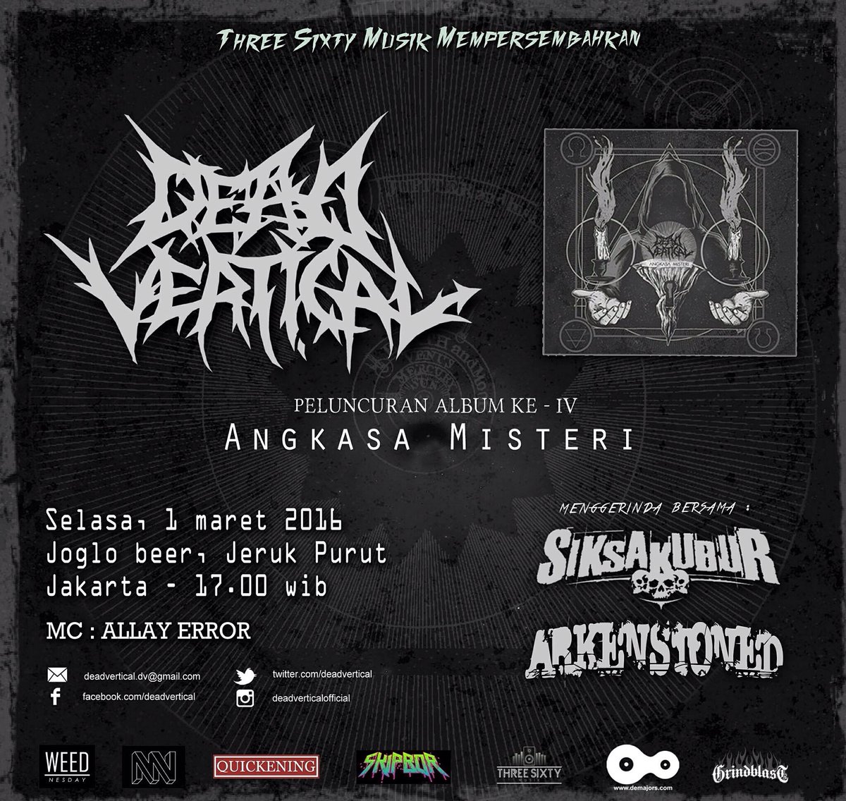catet tanggal nya!!! kita party bareng <a href="/DEADVERTICAL/">DEAD VERTICAL</a> di launching album ke IV mereka yg berjudul 'angkasa misteri'