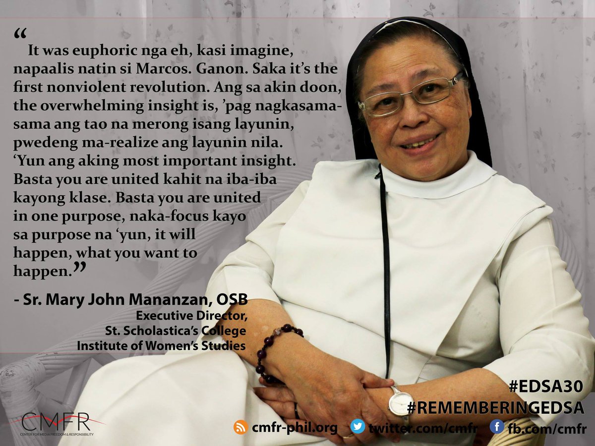cmfr's tweet photo. For #EDSA30, CMFR asked several people what they have learned from it. https://t.co/SNGDLpyTEH #RememberingEDSA https://t.co/9wOXE6GYb9