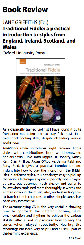 Book Review of the Day is Traditional Fiddle by Jane Griffiths  a member of  <a href="/TellingBees/">Telling the Bees</a> published by <a href="/OUPAcademic/">Oxford Academic</a>