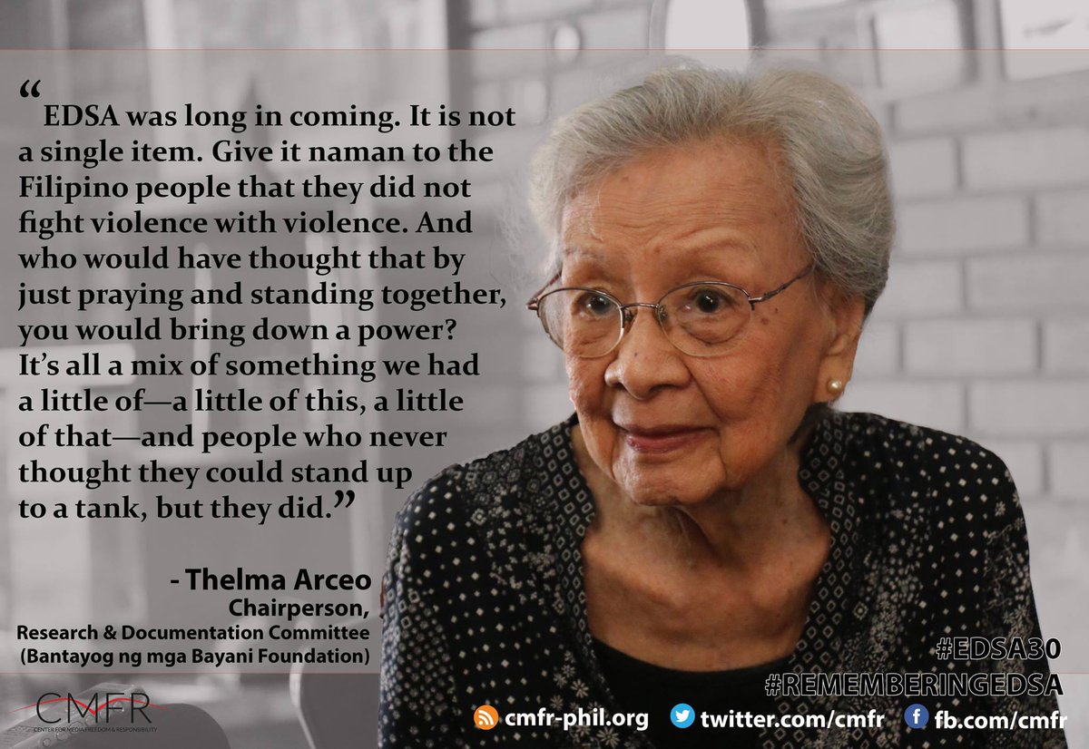 cmfr's tweet photo. For #EDSA30, CMFR asked several people what they have learned from it. https://t.co/GzEtgmsGua #RememberingEDSA https://t.co/z4OqEf0q9A