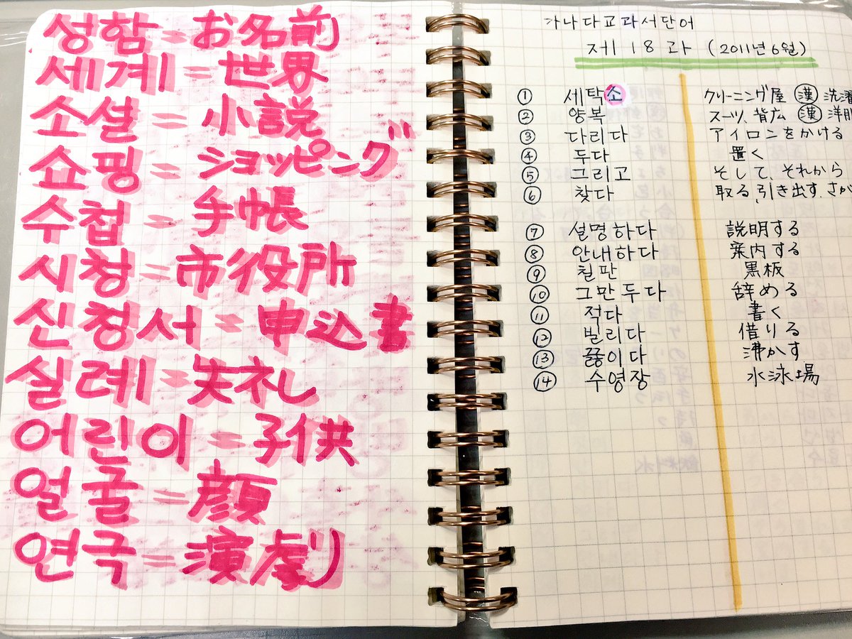 韓国語のhana 韓国語学習者さんノート3 この方の単語帳は試験対策用なので 気合いが入ってます P W Q 3月1日より 丸善松本店地1階韓国語売り場で展示します 韓国語ノート T Co Cikkwh7y7x