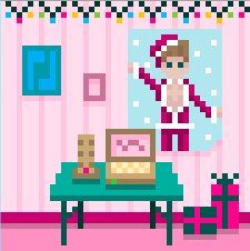 joeygalletta's tweet photo. #computerconsole #pixel_dailies @Pixel_Dailies #pixelart 
Computer @ Xmas w/ sexy Santa poster! https://t.co/5GTUqxut3m