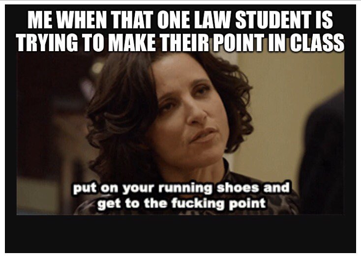 SuitsLawSchool's tweet photo. @SuitsLawSchool, There’s always that one law student #justgettothepoint #lawschoolproblems… https://t.co/H8nklGbufk https://t.co/JlT35aMslt
