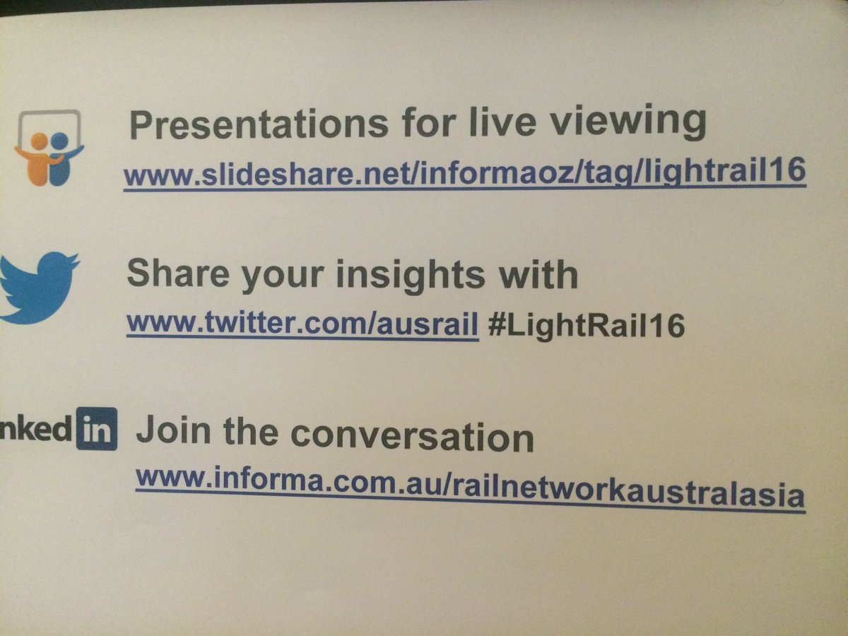 AusRAIL's tweet photo. Looking forward to hearing @BombardierRail @TransdevAustNZ @AECOM  @EY_Australia +more at tomorrow's #LightRail2016 https://t.co/g08R5a9sAe