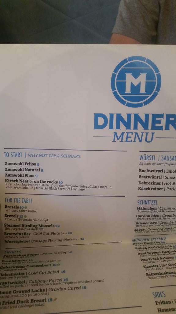 Dinner and schnapps at muchen