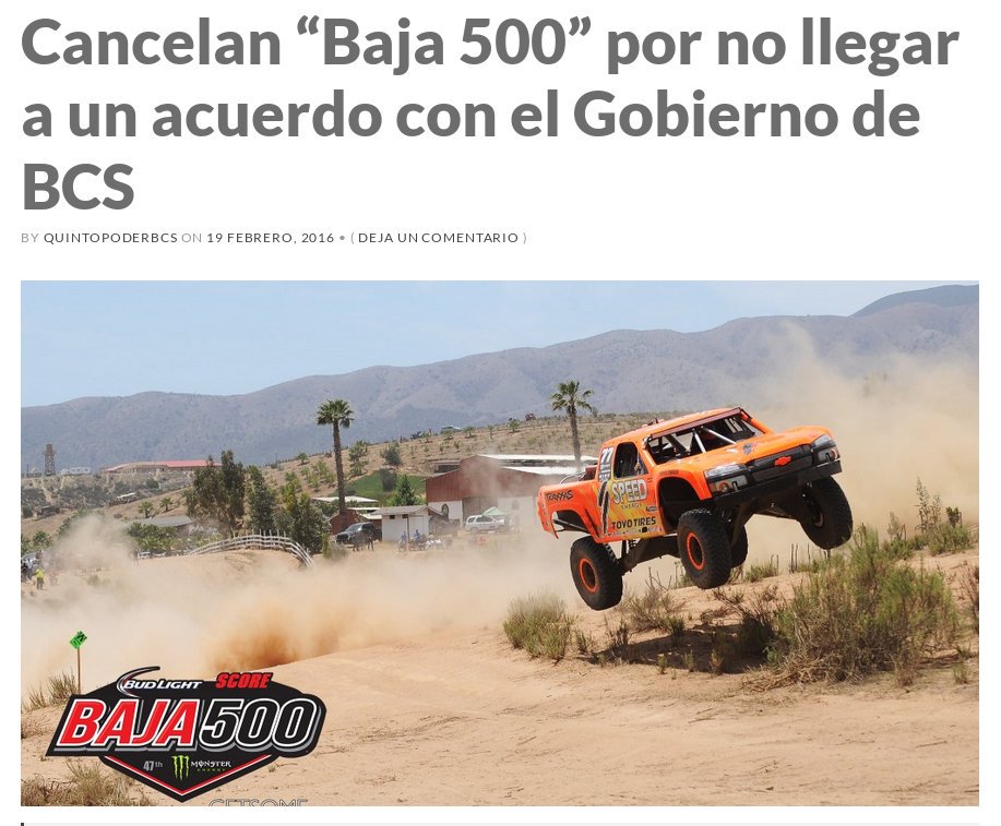 BajaSur_500's tweet photo. Cancelan “Baja 500” por no llegar a un acuerdo con el Gobierno de BCS  https://t.co/VpJrPPU291 https://t.co/pOay9VUUeX