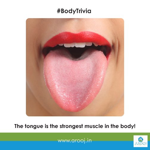 AroojHHC's tweet photo. #BodyTrivia The tongue is the strongest muscle in the human body #funfact #body #tongue #muscle https://t.co/qknjwTxfEp